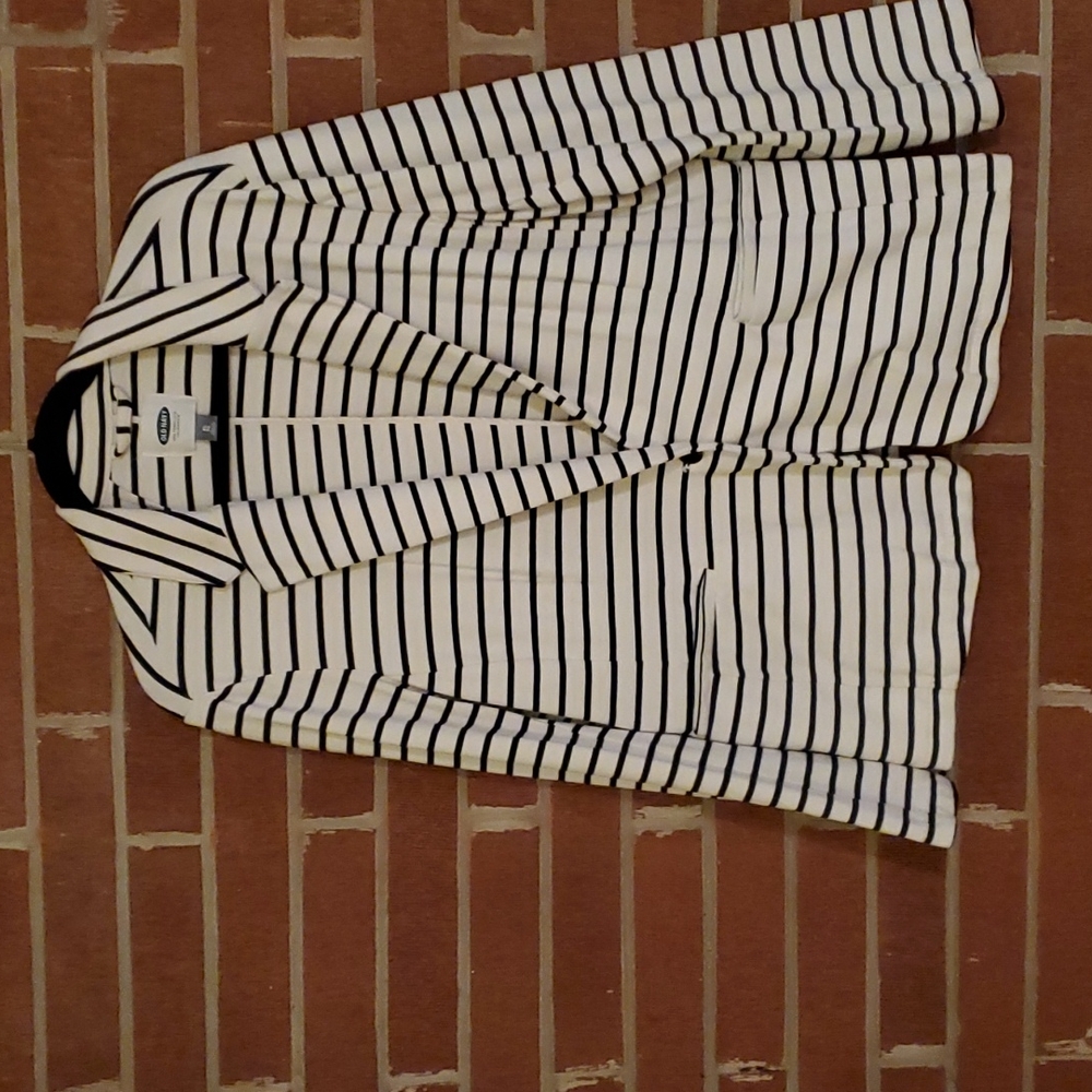 Old Navy White with Navy Stripe Blazer